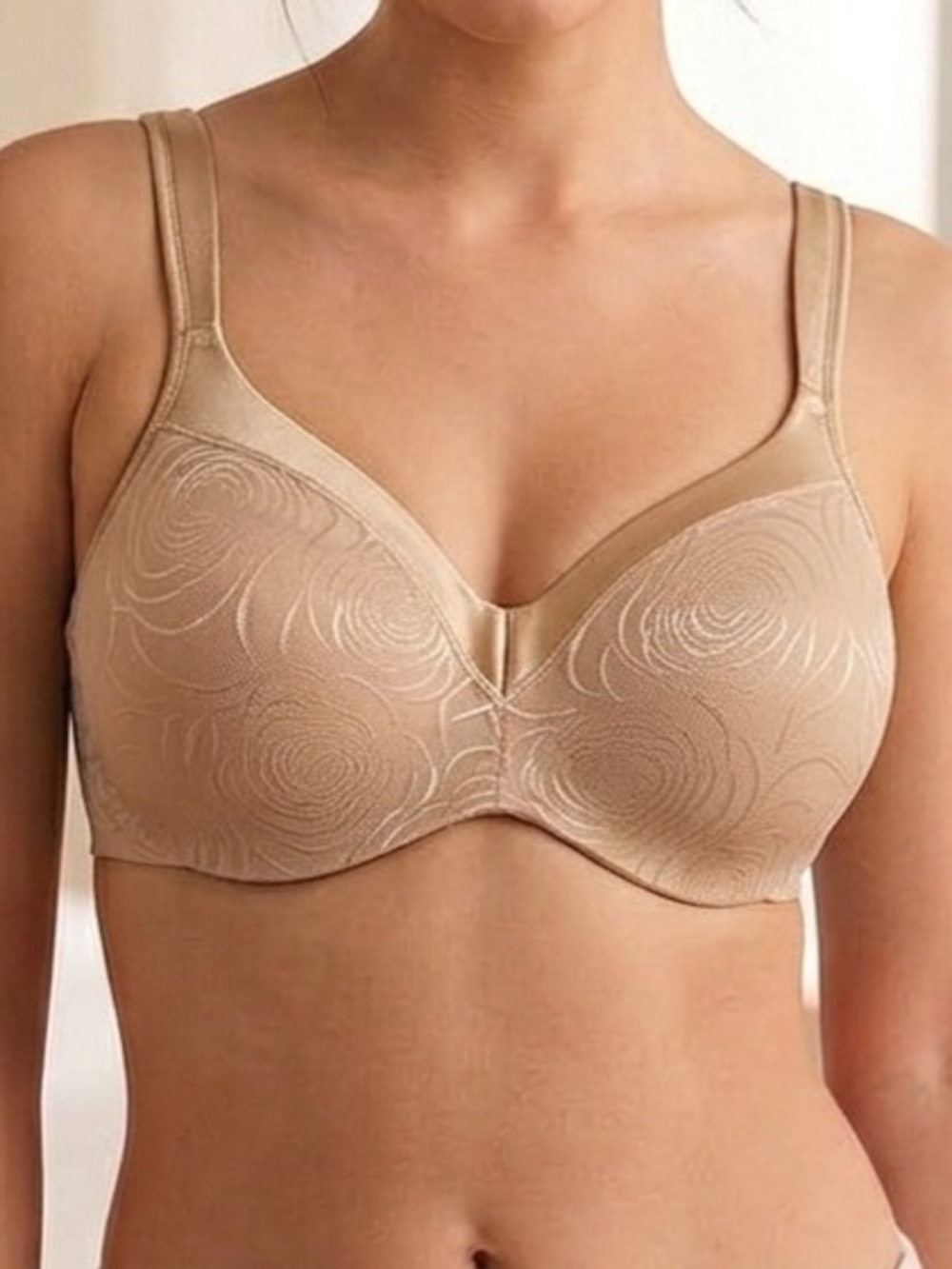 Playtex Beige Supportive Underwire Bra with Jacquard Swirl Size 42DD